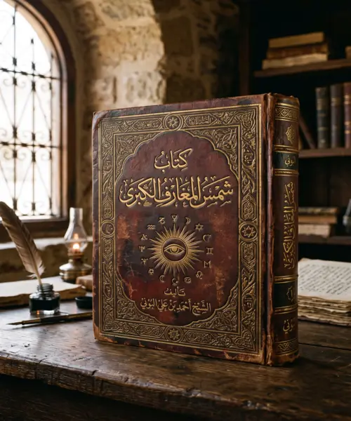 غلاف كتاب شمس المعارف الكبرى الأصلي لأحمد بن علي البوني